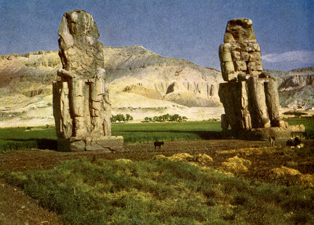 The Colossi of Memnon, near Thebes, Egypt by English Photographer