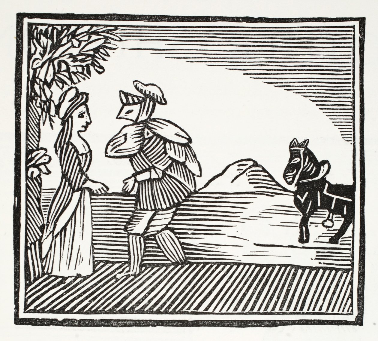 A Gentleman going to consult with Mother Bunch, illustration from Chap-books of the Eighteenth Century by John Ashton, pub. 1882 by English School