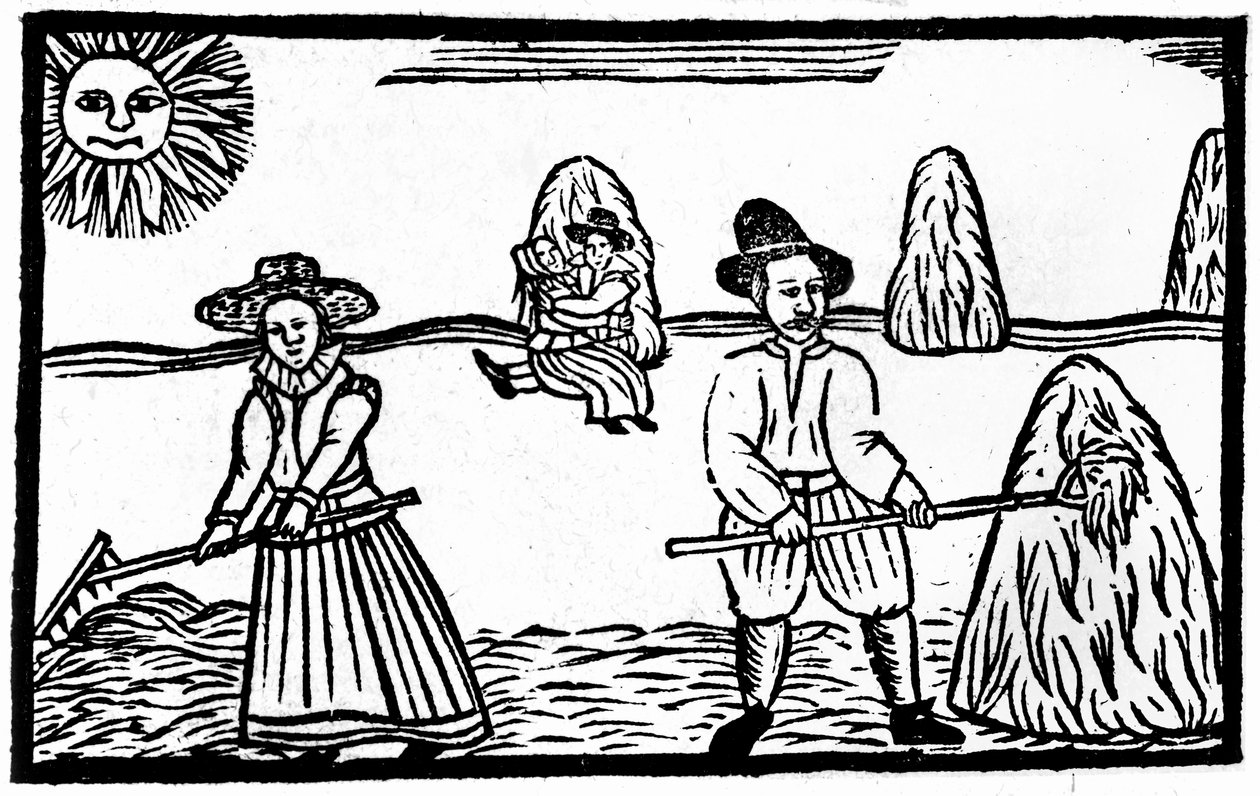 A Harvesting Scene, an illustration from 