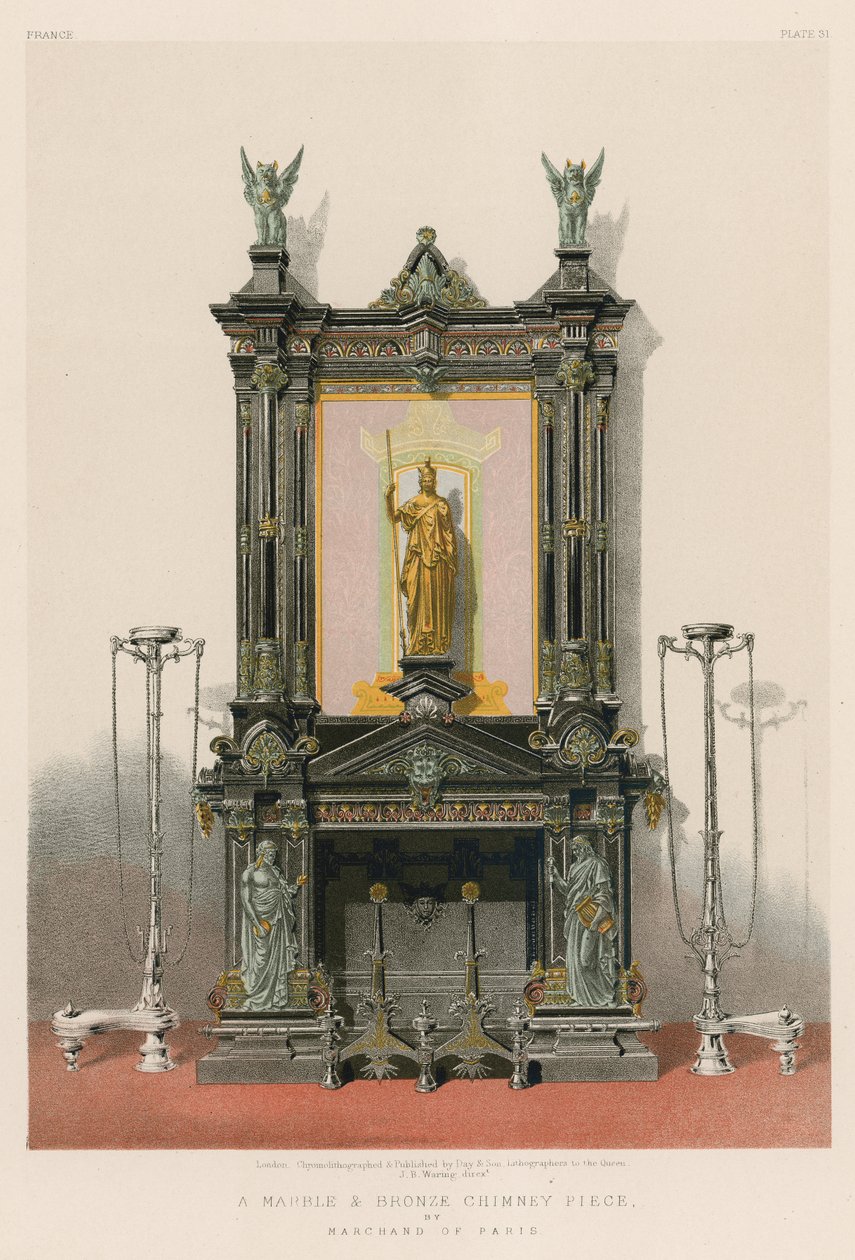 A Marble and Bronze Chimney Piece by Marchand of Paris by English School