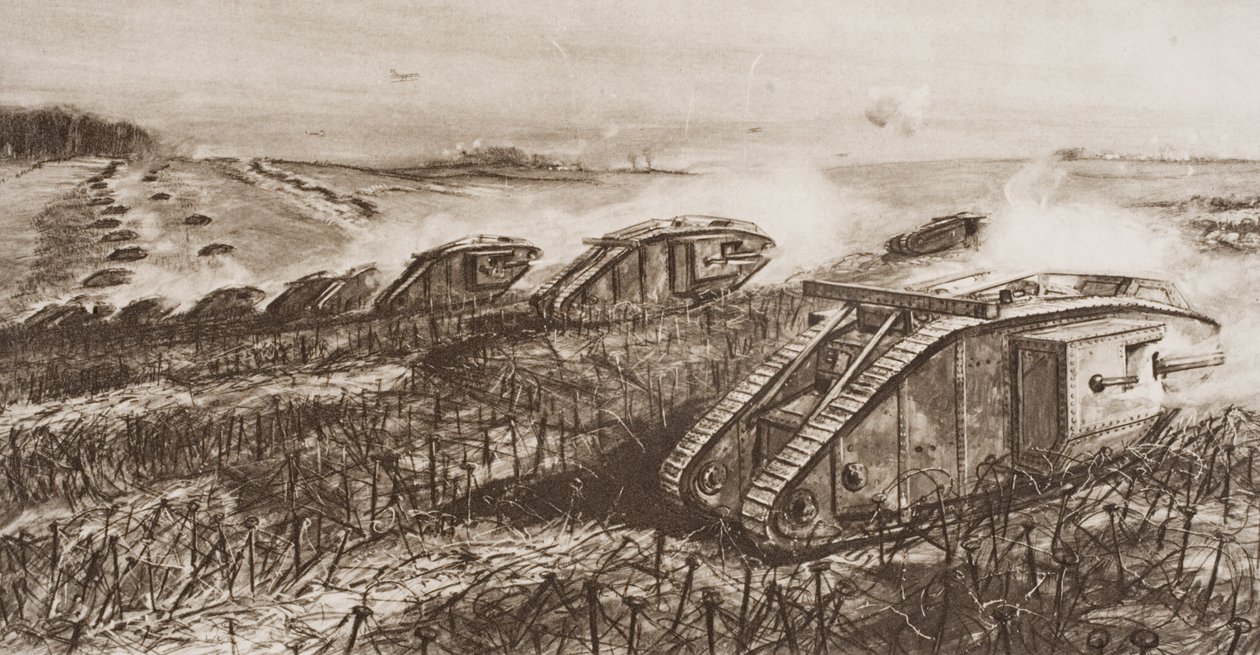 A Tank Offensive at Cambrai, France, Illustration from 