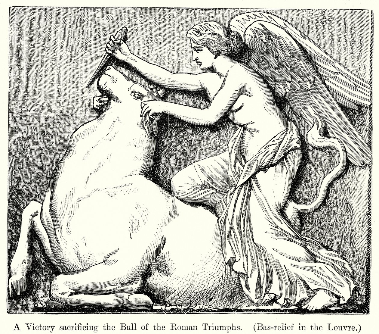 A Victory Sacrificing the Bull of the Roman Triumphs (Bas-Relief in the Louvre) by English School