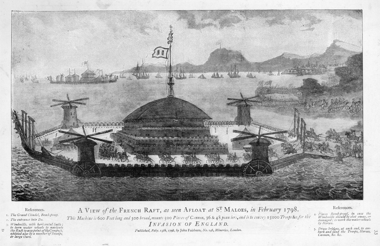 A View of the French Raft at St. Malo, February, 1798 by English School