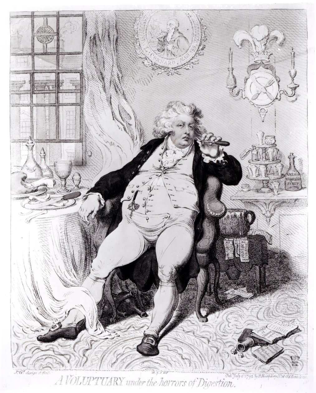 A Voluptuary Under the Horrors of Digestion, Published in 1792 by English School