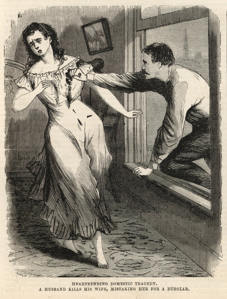 A Husband Kills His Wife, Mistaking Her for a Burglar by English School