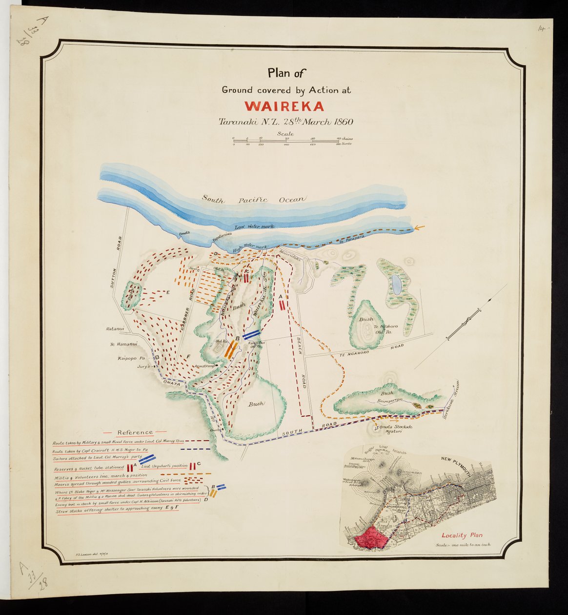 Plan of Ground Covered by Action of Waireka, Taranaki N.Z., 28th March 1860 by English School