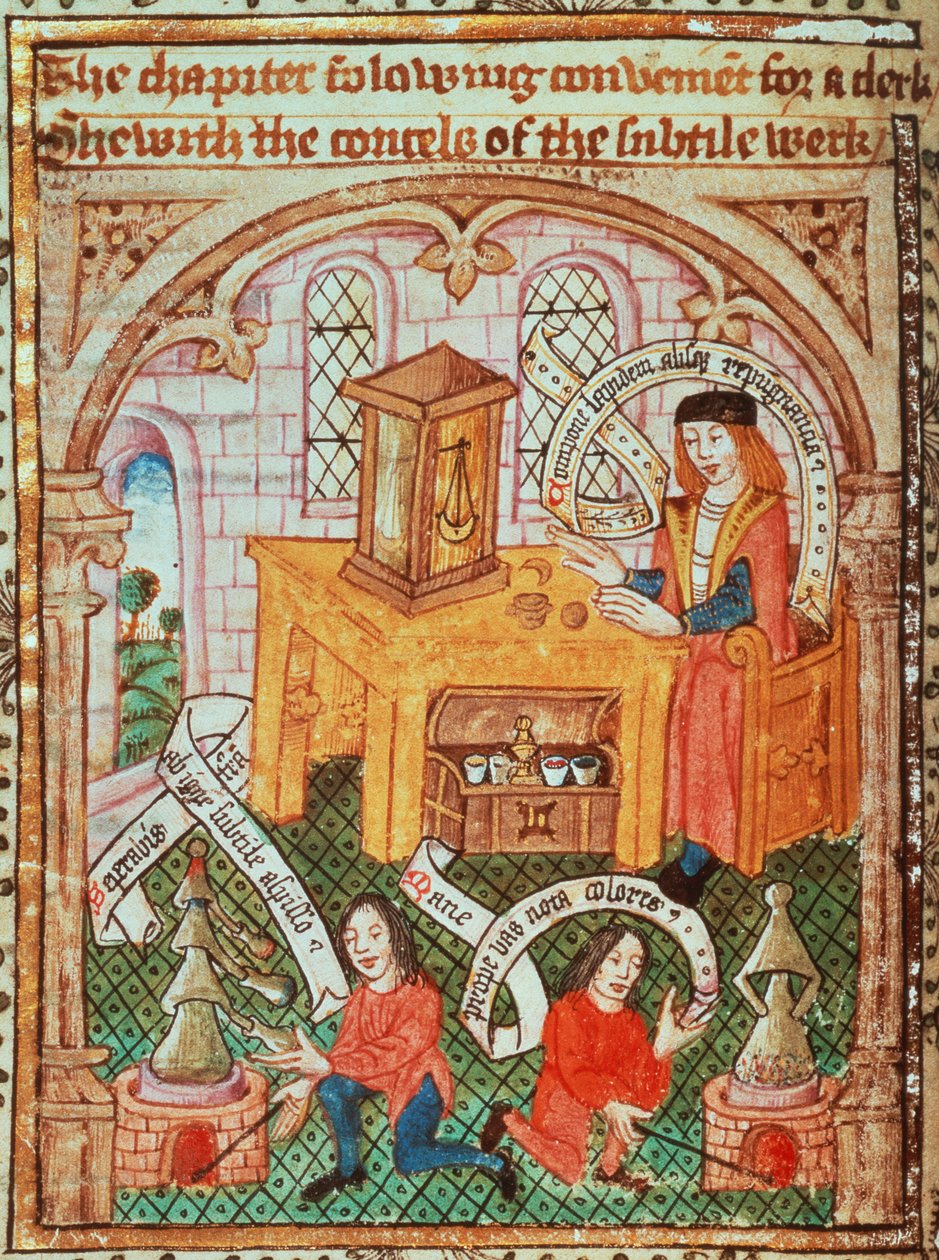 Alchemy master preparing ingredients, from 