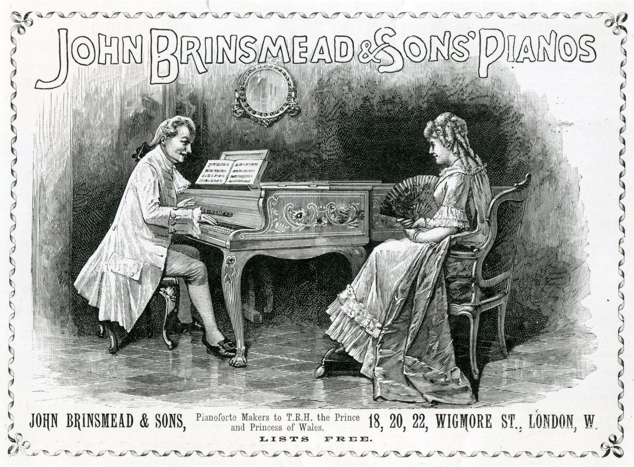 Advertisement, John Brinsmead and Sons Pianos, Illustration for The Graphic, 4 July 1891 by English School
