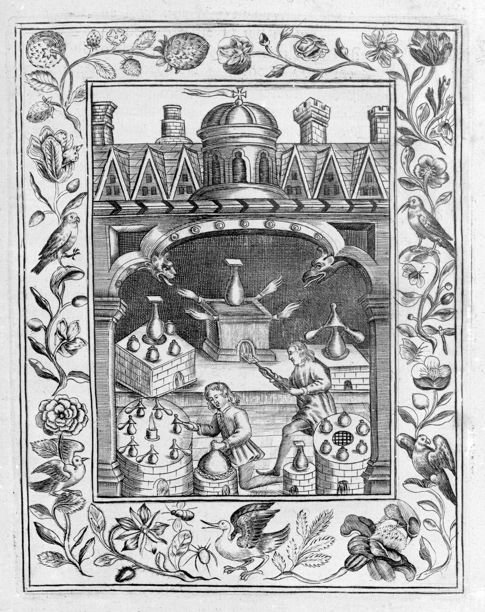 Alchemical Laboratory from Theatrum Chemicum Britannicum by Elias Ashmole, 1652 by English School