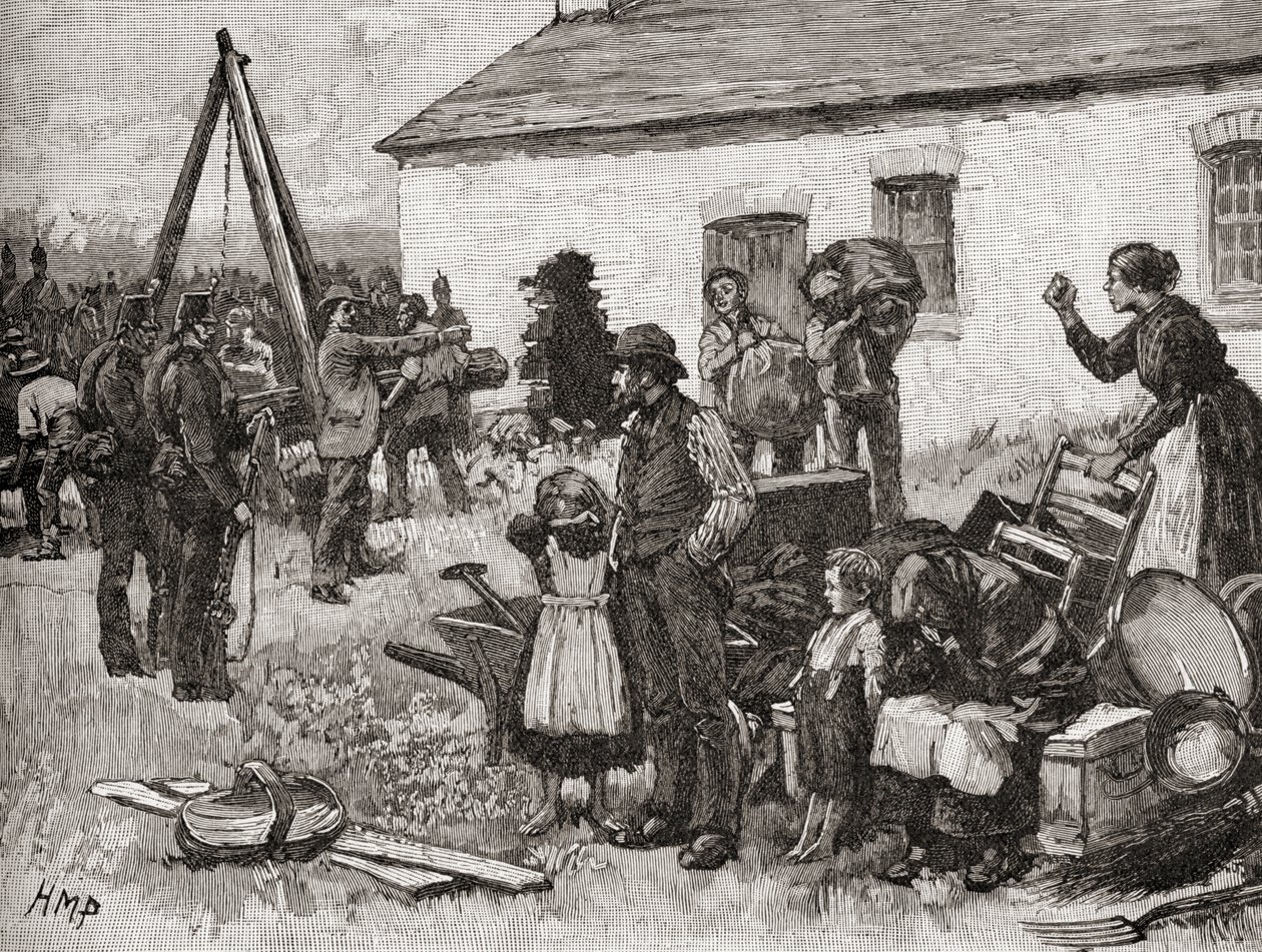An Irish family is evicted from their home due to non payment of rent, Ireland by English School