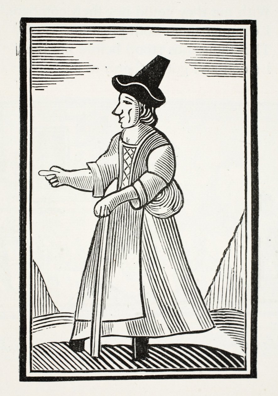 An Old Woman Scolding in a High Crownd Hat (illustration) by English School