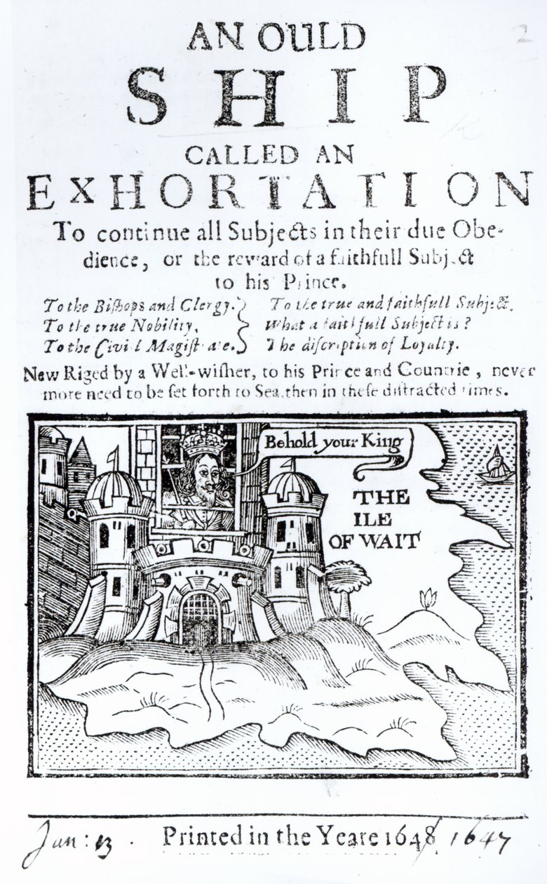 An Ould Ship called an Exhortation, Charles I imprisoned at Carisbrooke Castle on the Isle of Wight, c.1647 by English School
