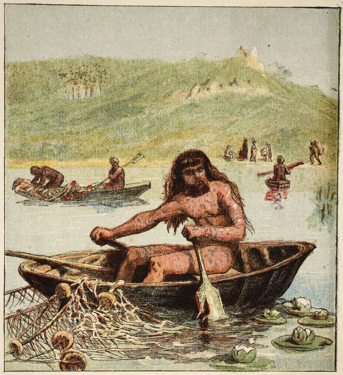 Ancient Briton in his Boat, pub. 1890 by English School
