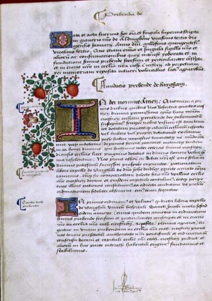 Page of Text with Illuminated Initial 