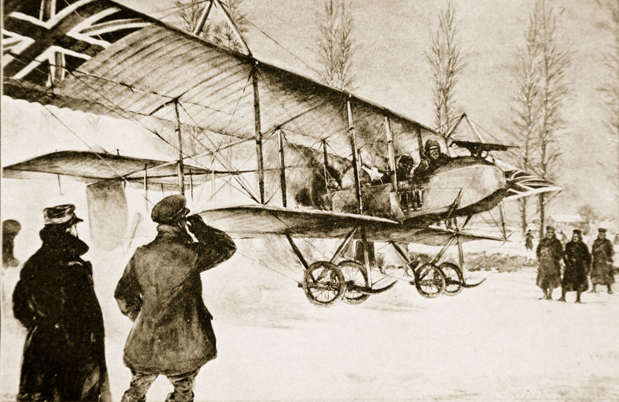 Armed British Biplane Starting from the Headquarters near Hollebeke, 1914-19 by English School