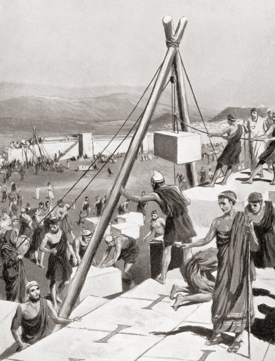 Athenians rebuilding their city under the guidance of Themistocles after the Persian invasion of Greece, c.479 BC, from Hutchinson