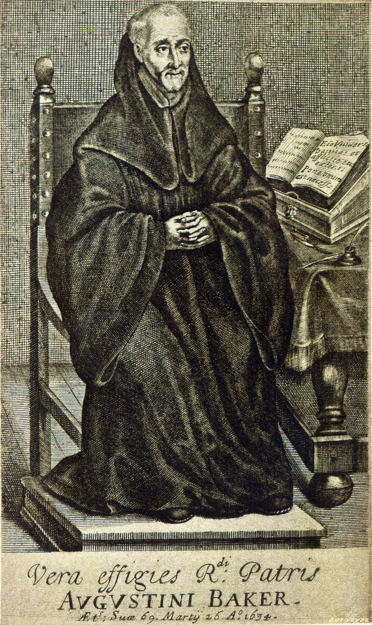 Augustini Baker, frontispiece from Holy Wisdom, printed in 1634 by English School