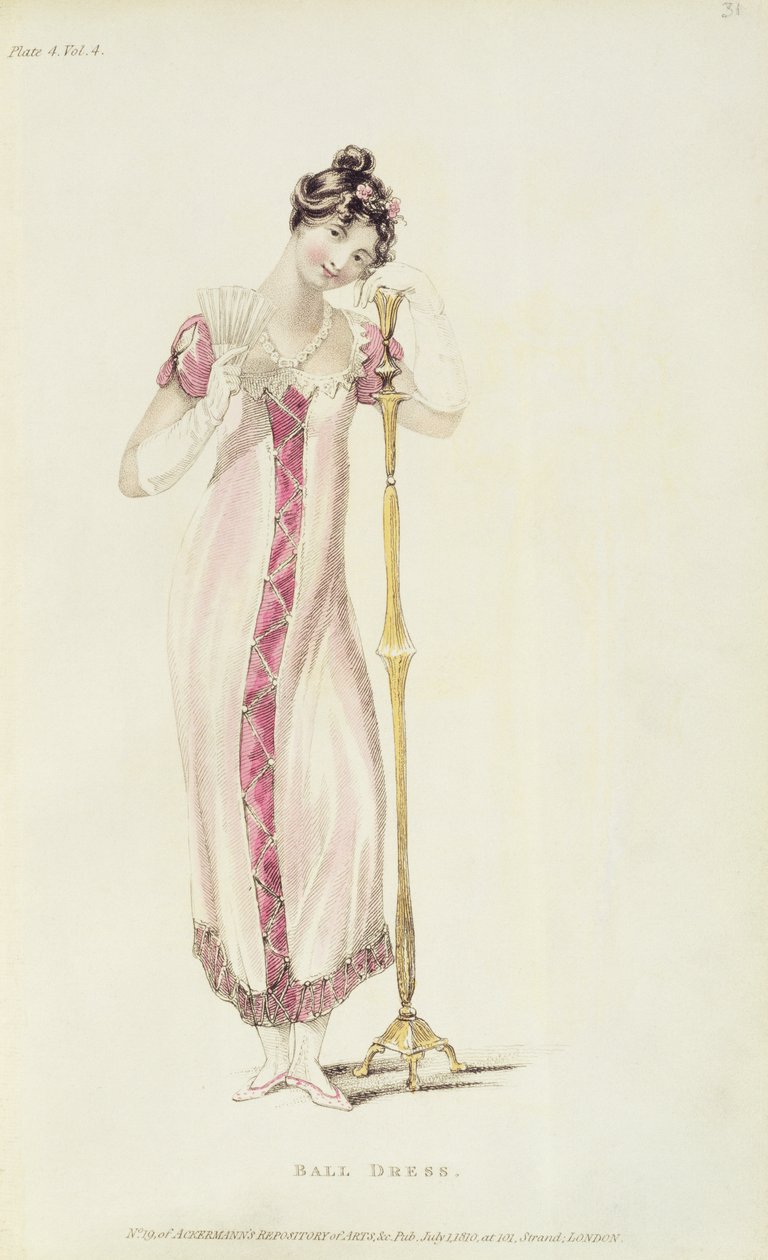 Ball dress, fashion plate from Ackermann