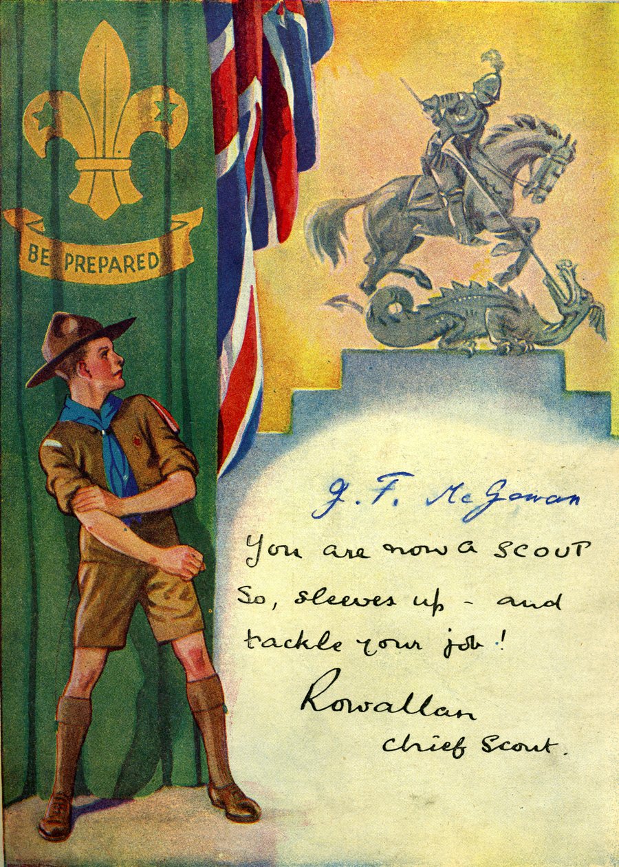 Be prepared, Boy Scout Enrolment Card, 1947 by English School