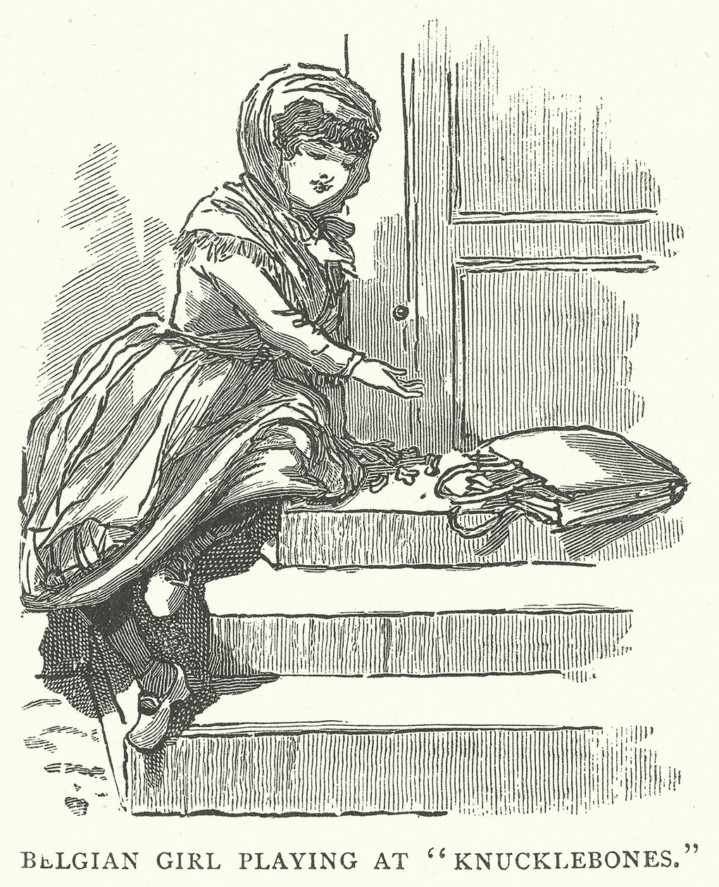 Belgian Girl Playing at Knucklebones by English School