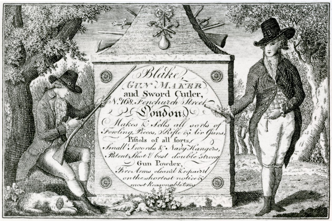 Blake, Gunmaker and Sword Cutler, Gun Case Label by English School