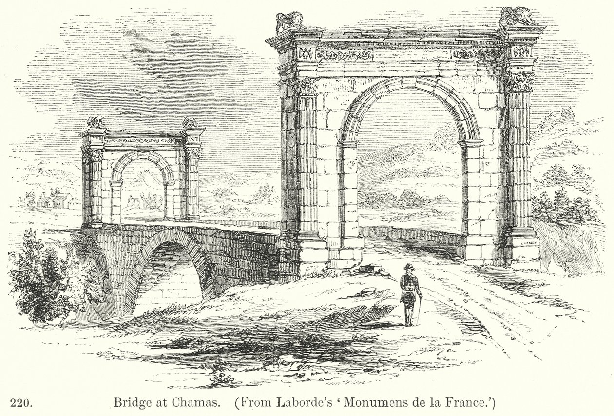 Bridge at Chamas (engraving) by English School