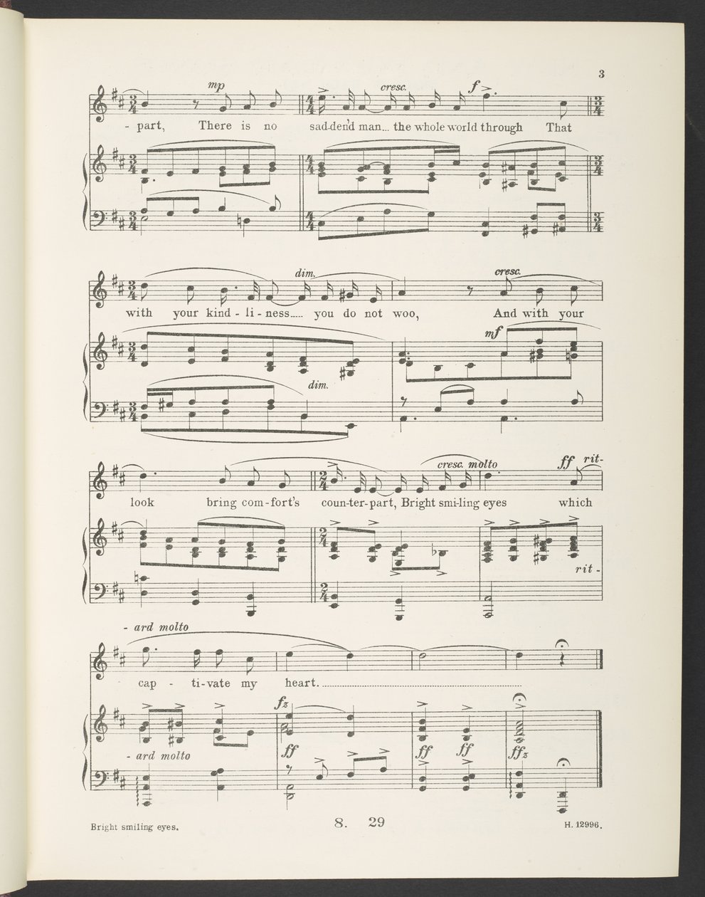 Bright smiling Eyes. Rondeau (Song) The words from the French of Christine de Pisan by Gilbert Pass, by Gilbert A. Alcock by English School
