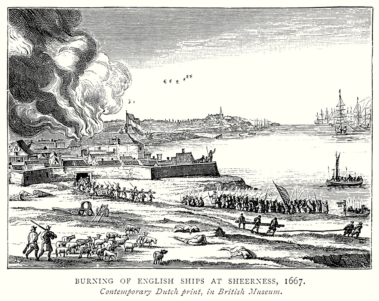 Burning of English Ships at Sheerness by English School