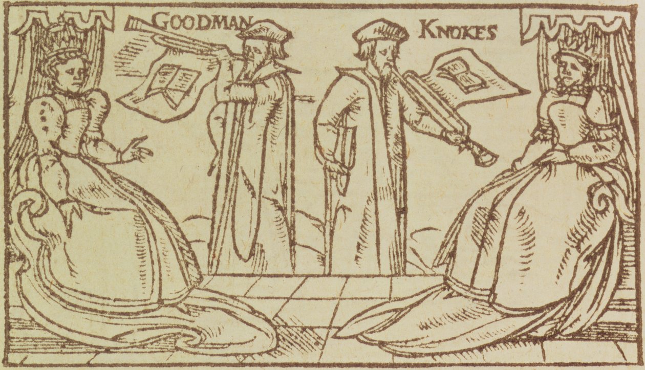 John Knox and Christopher Goodman haranguing Mark Queen of Scots by English School
