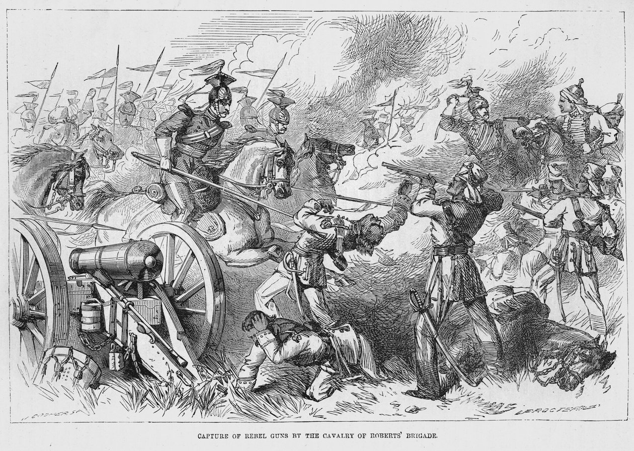 Capture of rebel guns by the cavalry of Roberts