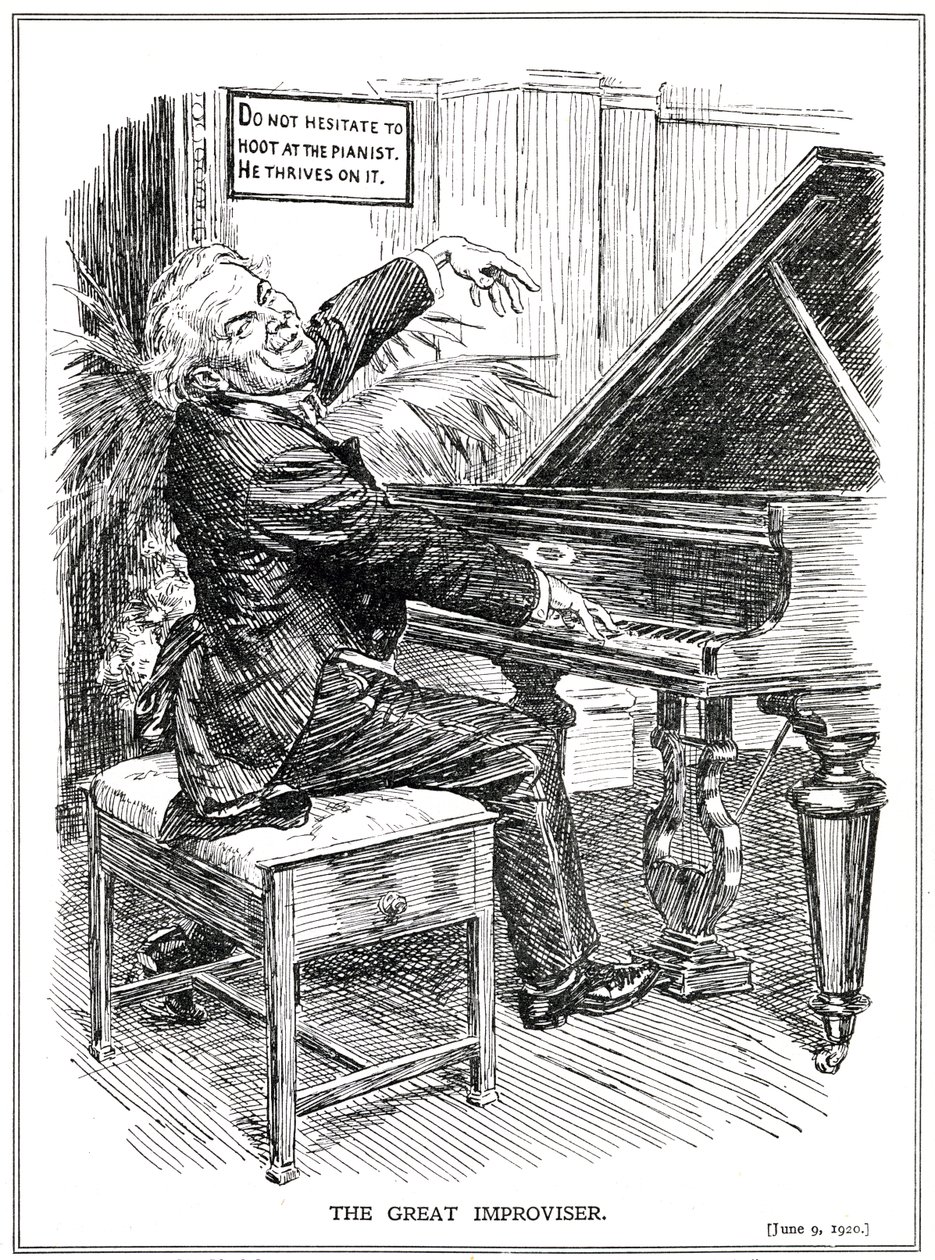 Cartoon Lampooning Lloyd George as the Great Improviser or Leader of the Improvisa-Tories, June, 1920 by English School