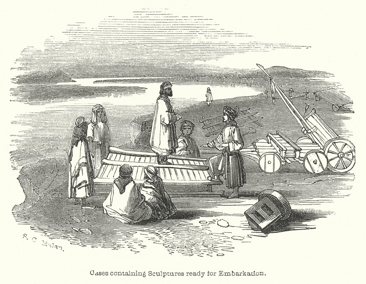 Cases Containing Sculptures Ready for Embarkation by English School