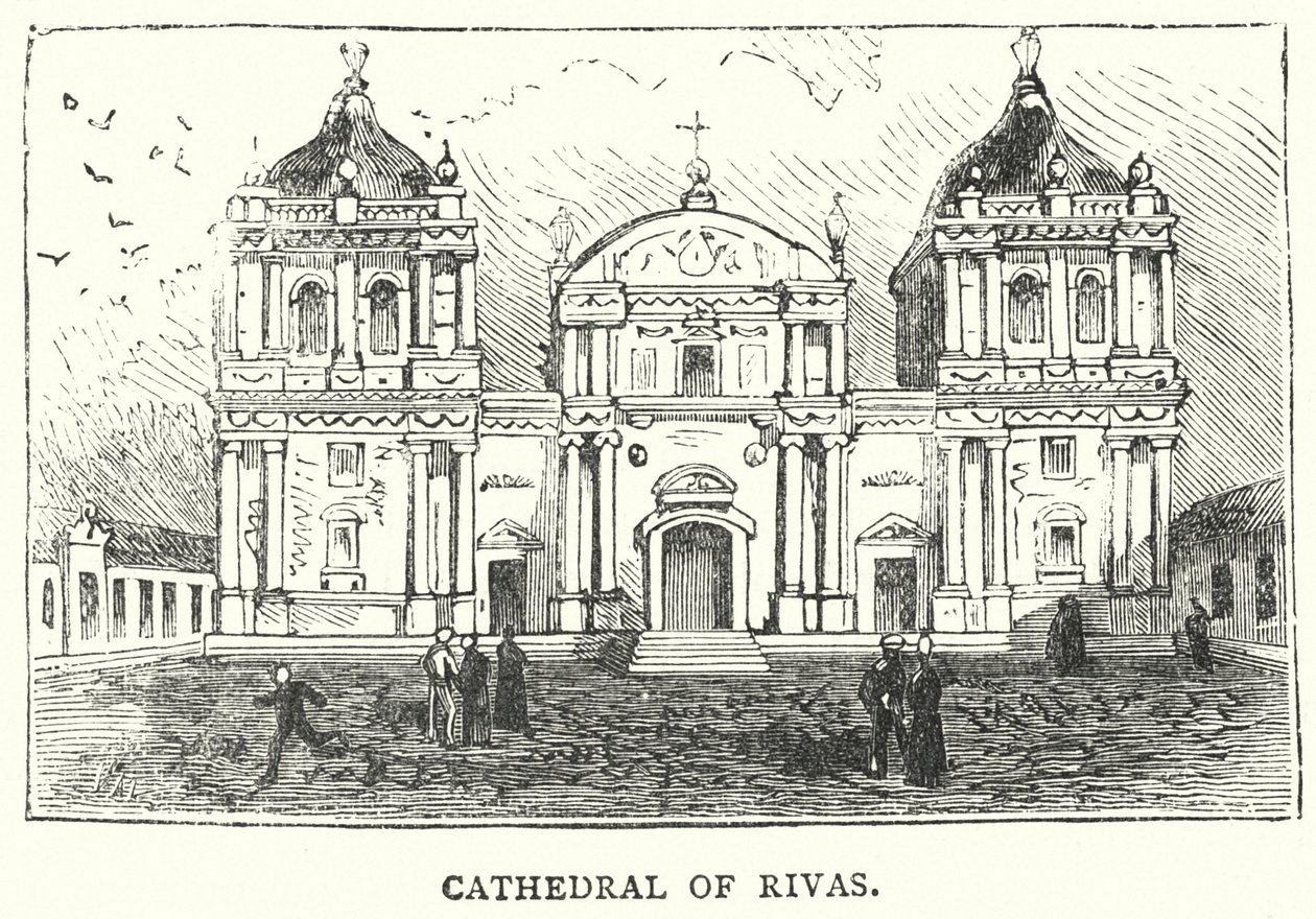 Cathedral at Rivas (engraving) by English School