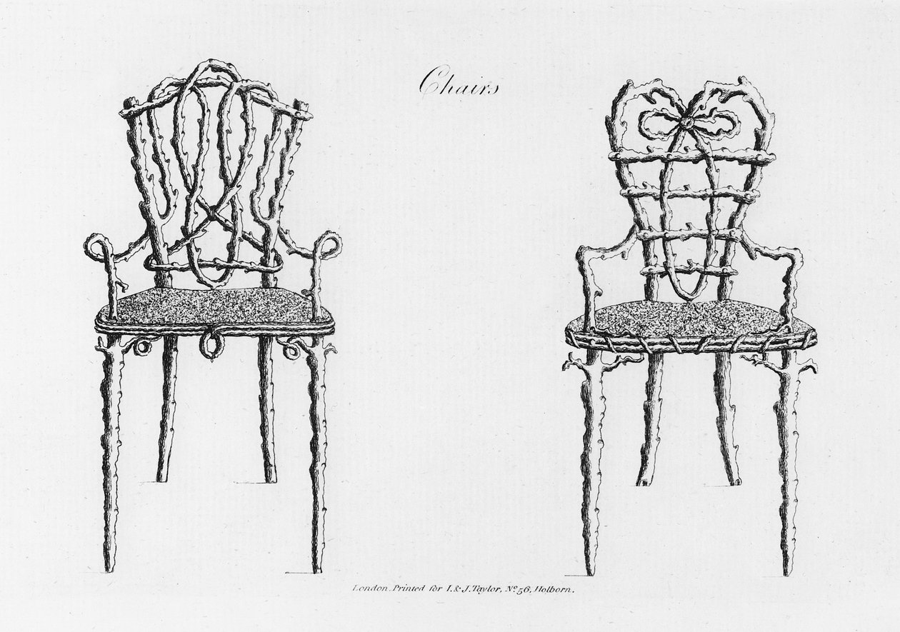 Chairs, from Grotesque Architecture, or Rural Amusement, by William Wrighte, published 1768 by English School