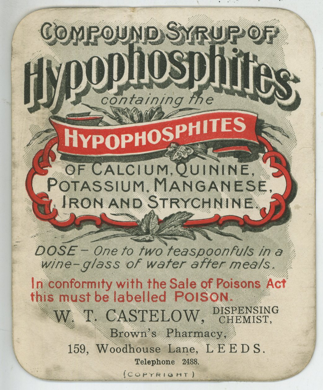 Compound Syrup of Hypophosphites label, early 20th century by English School