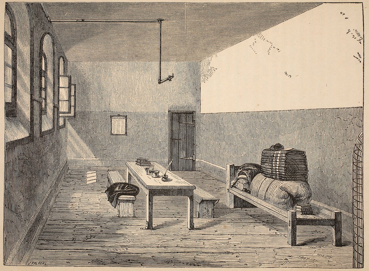 Condemned Cell, Newgate, illustration from The Criminal Prisons of London and Scenes from Prison Life by Henry Mayhew and John Binny, pub. 1862 by English School