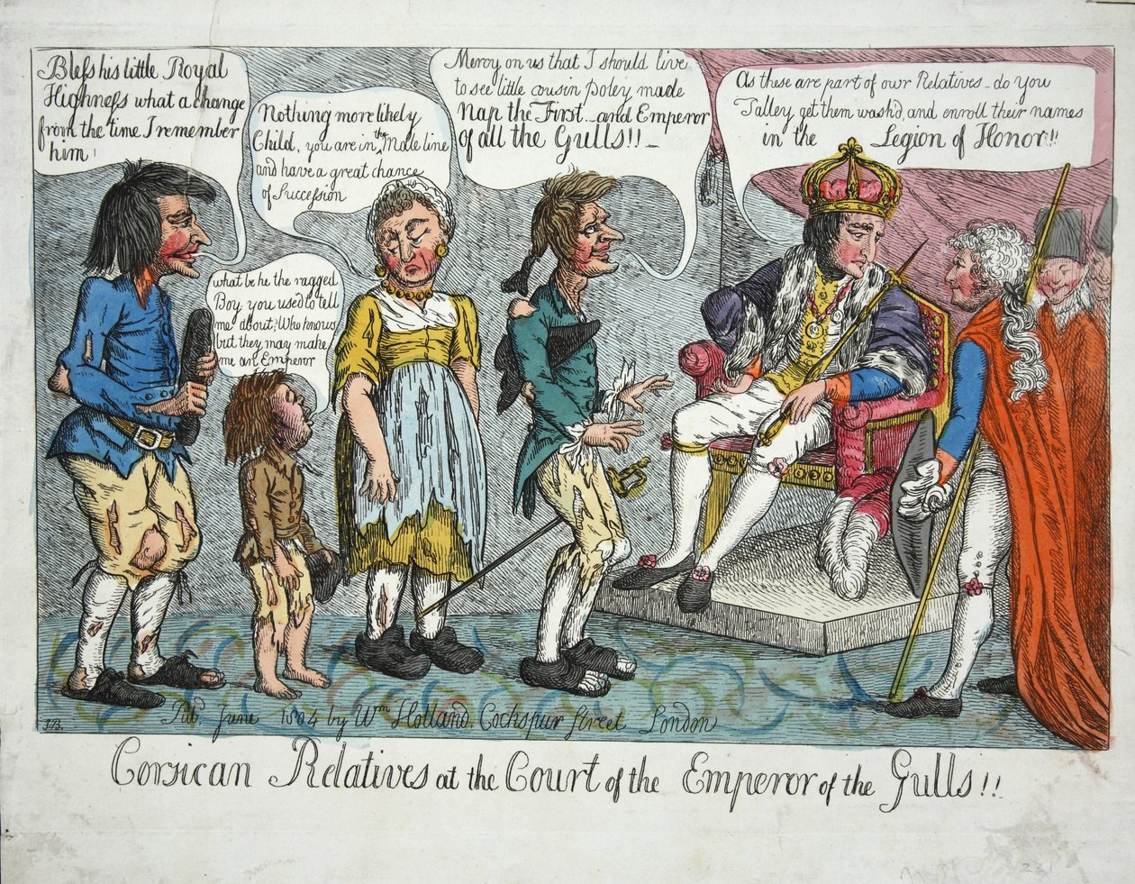 Corsican Relatives at the Court of the Emperor of the Gulls!!, pub 1804 by English School