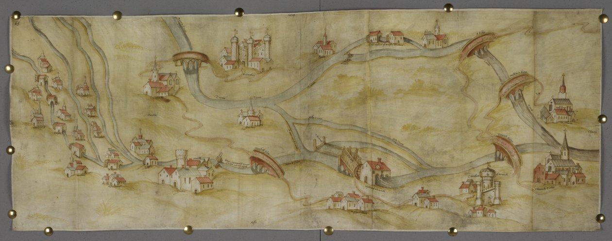 Map of the River Trent and its Tributaries between Nottingham and Newark, c.1540 by English School