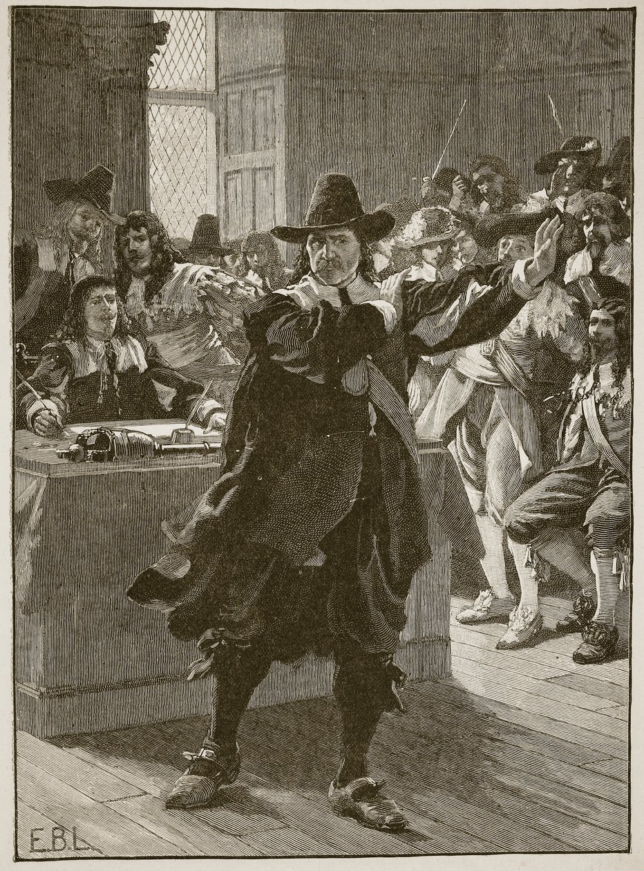 Cromwell addressing the Long Parliament for the last time, illustration from Cassell