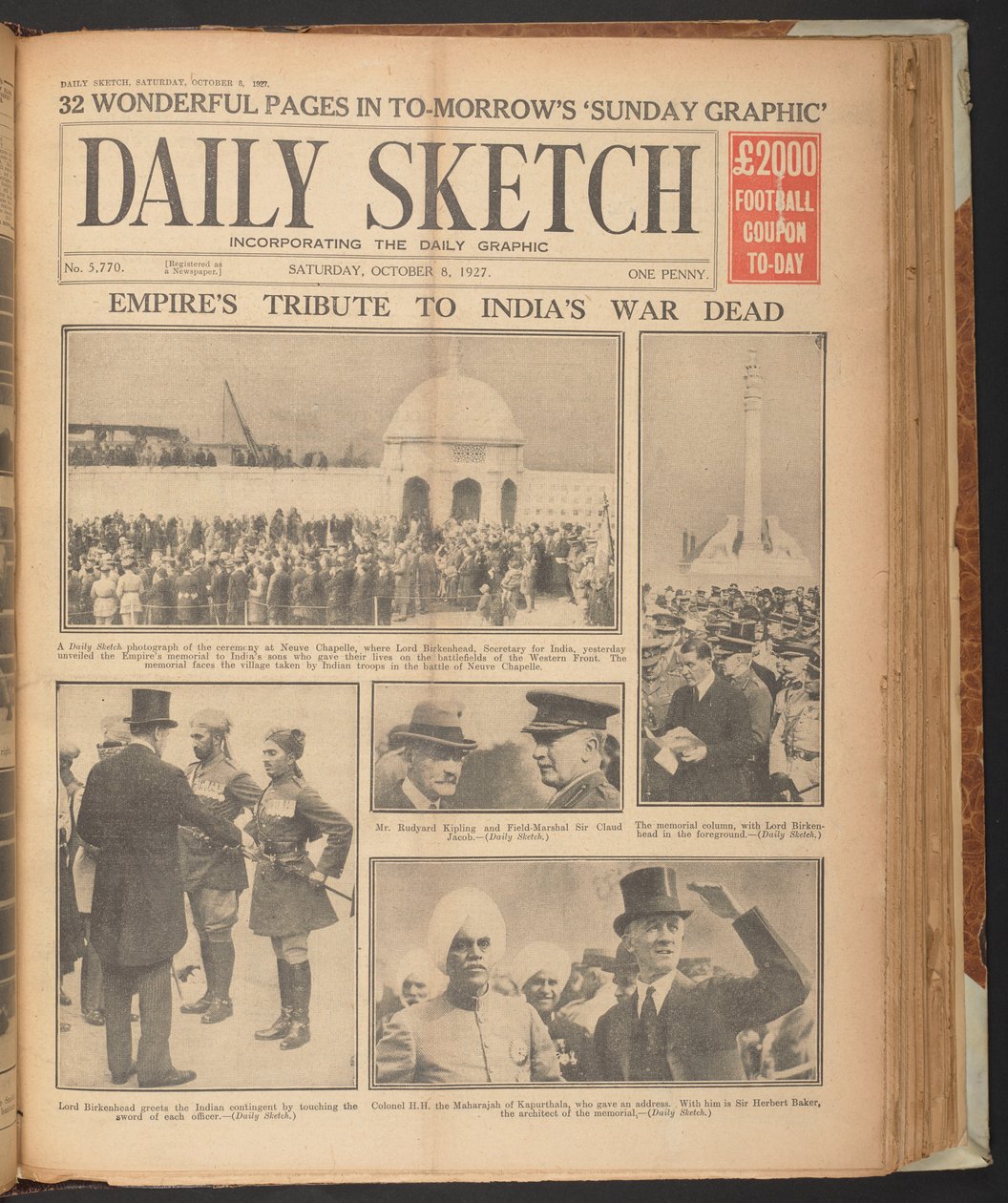 Daily Sketch, showing Rudyard Kipling at Neuve Chapelle, October 8 by English School