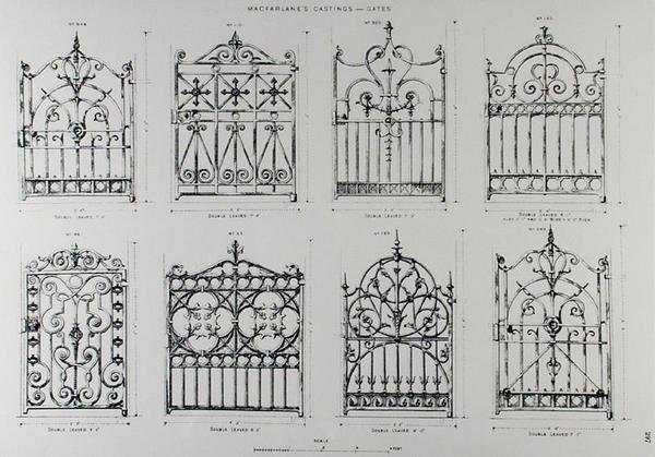 Designs for cast-iron railings, from 