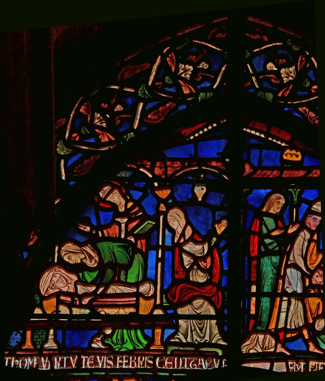 Miracle Window depicting St. Thomas appearing to the infant Geoffrey of Winchester (detail) by English School