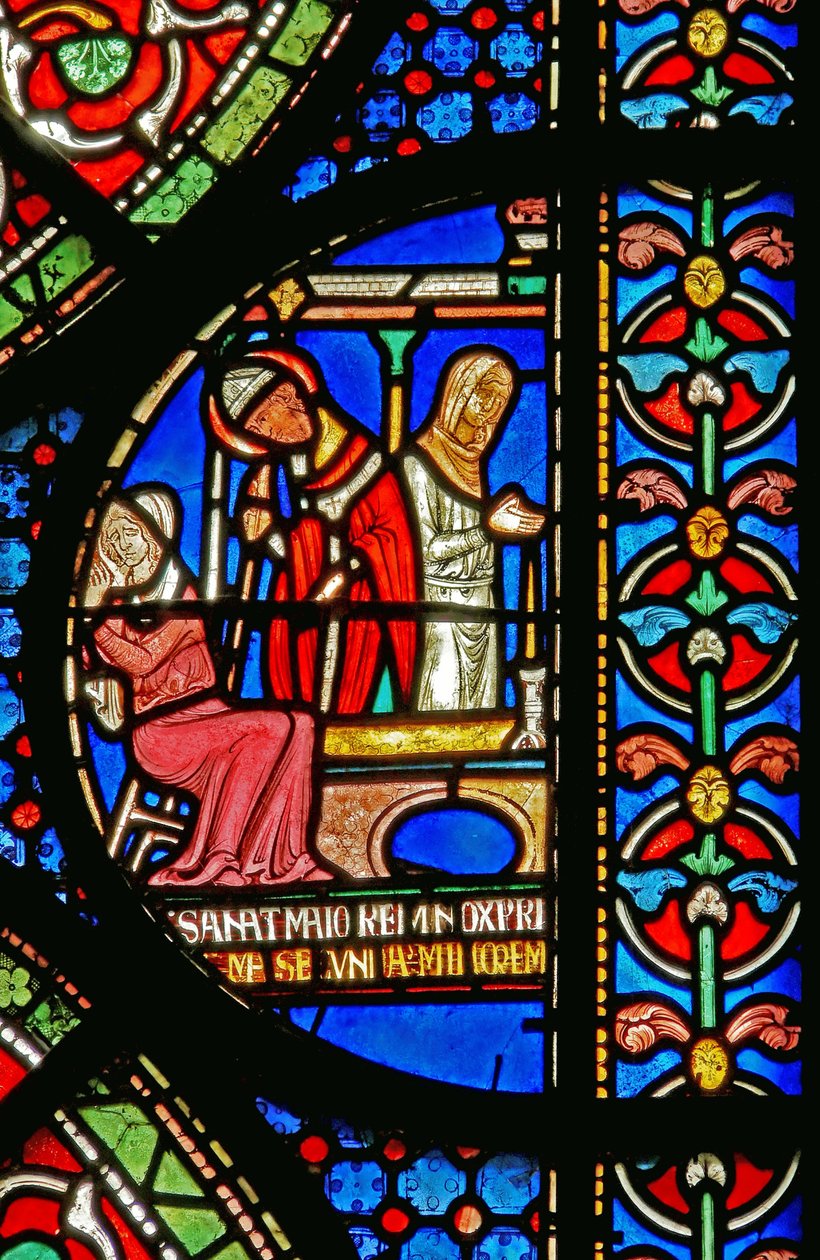 Detail from the Miracle Window depicting the healing of Godbold of Boxley