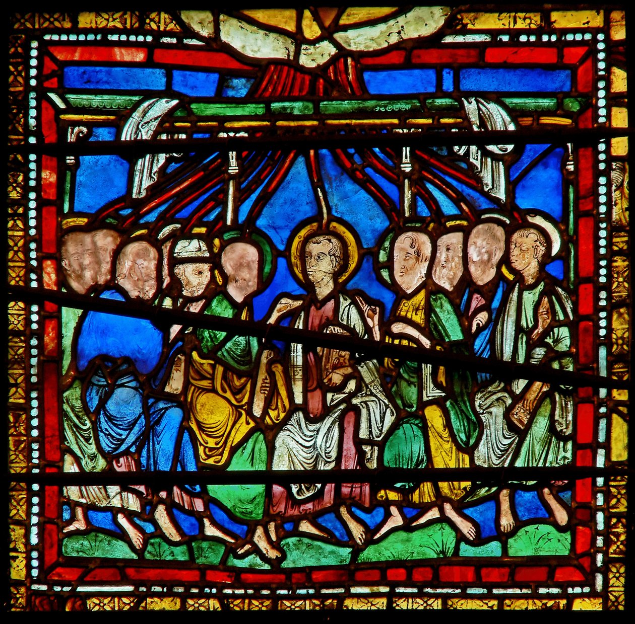 East window of the Trinity Chapel depicting Pentecost (detail) by English School