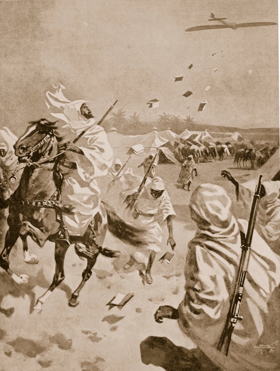 Dropping Pamphlets on the Arabs During the Italo-Turkish War (1911-12) by English School