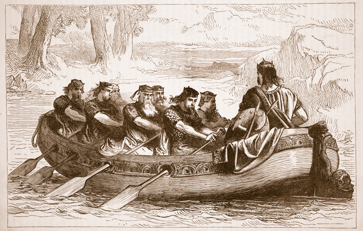 Edgar the Pacific being rowed down the River Dee by Eight Tributary Princes (Illustration from Cassell