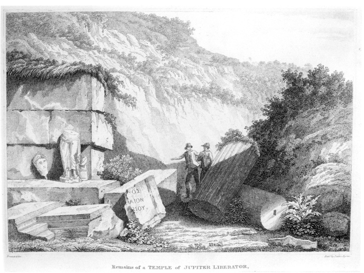 Edward Daniel Clarke visits the remains of the Temple of Jupiter Liberator at Troad, from Part 2 of Travels in Various Countries of Europe, Asia and Africa, published 1812 by English School