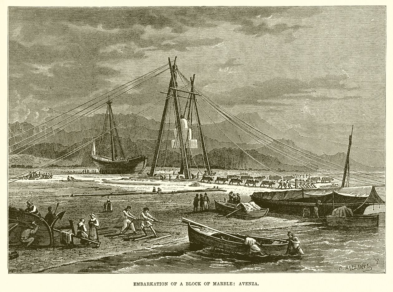 Embarkation of a Block of Marble: Avenza by English School