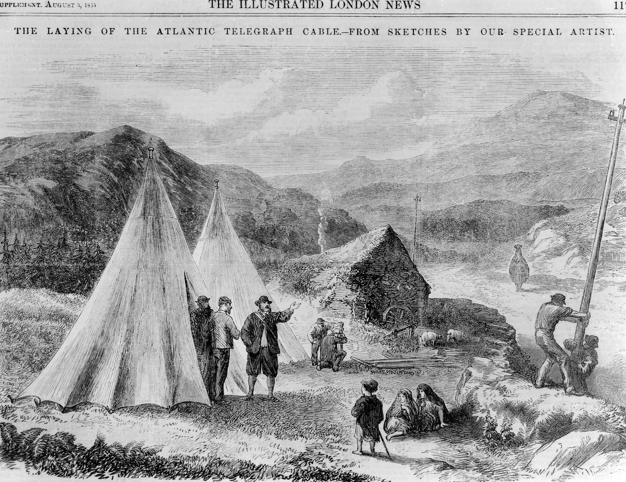 Encampment of workmen of the telegraph company on the road between Killarney and Valencia by English School