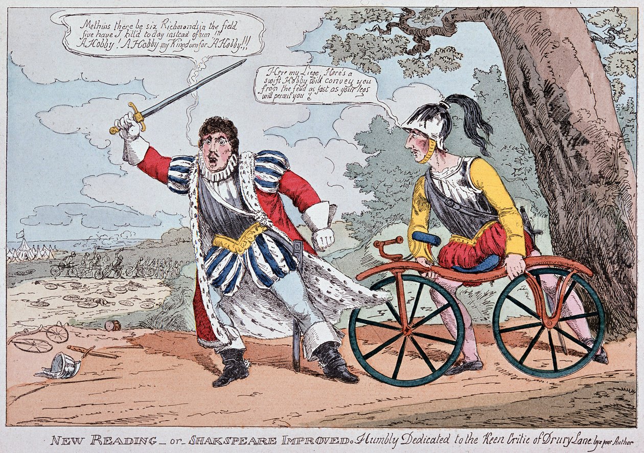 English humorous drawing on the military bicycle by English School